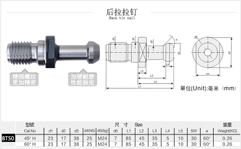 bt50后拉拉釘格尺寸圖